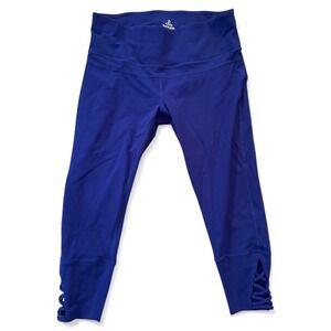 Prana Women's Blue Capri Leggings Lattice Detail Activewear Size M